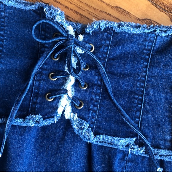 DENIM JEAN SKIRT CORSET TIE SKIRT FASHION NOVA - Picture 2 of 8